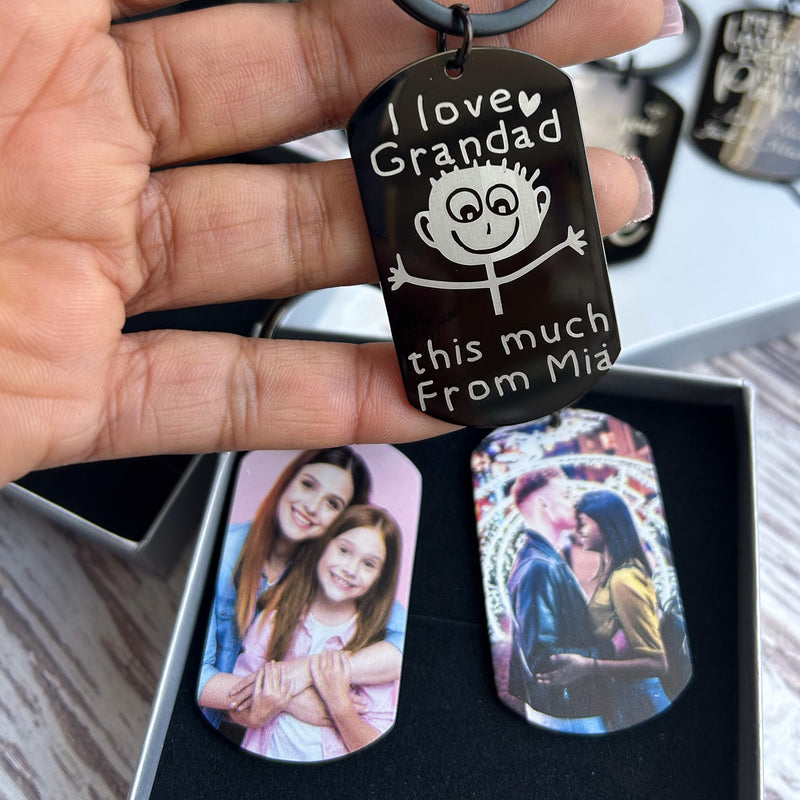 Eliphs Personalised Photo Engraved Keyring Fathers Mum Dad Keychain from Daughter Son Custom Photo Keychain Birthday First Father Mother Gifts Baby Keepsakes(Calander) - Gift Guide