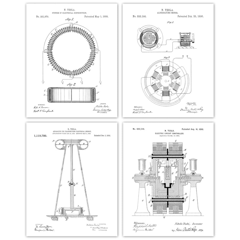 Tesla Patent Wall Art Prints, Nikola Tesla Patent, Industrial Wall Art, Physics Gifts, Vintage Nikola Tesla Poster, Tesla Coil, Engineering Pictures, Patent Prints Tesla, Nikola Tesla Gifts, Geek