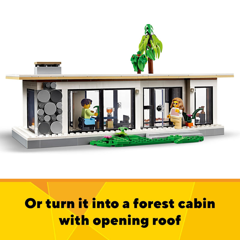 LEGO Creator 3in1 Modern House to 3-Storey City Building to Forest Cabin Set, Model Building Kit for Kids, Gift Idea for 9 Plus Year Old Boys and Girls 31153