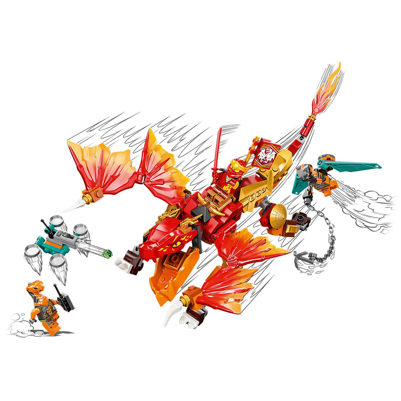 LEGO 71762 NINJAGO Kai’s Fire Dragon EVO Toy for Kids with Cobra & Boa Snake Warrior Figures and Kai Minifigure, Collectible Mission Banner Series