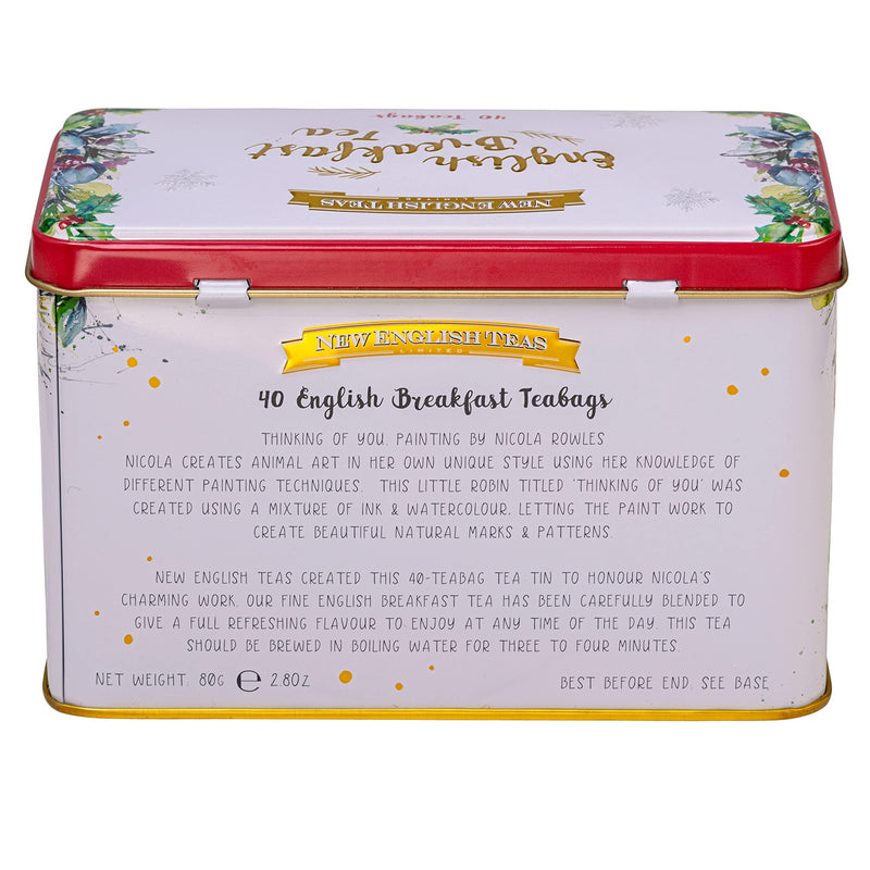 New English Teas Christmas Robin Tea Tin with 40 English Breakfast Teabags - Gift Guide