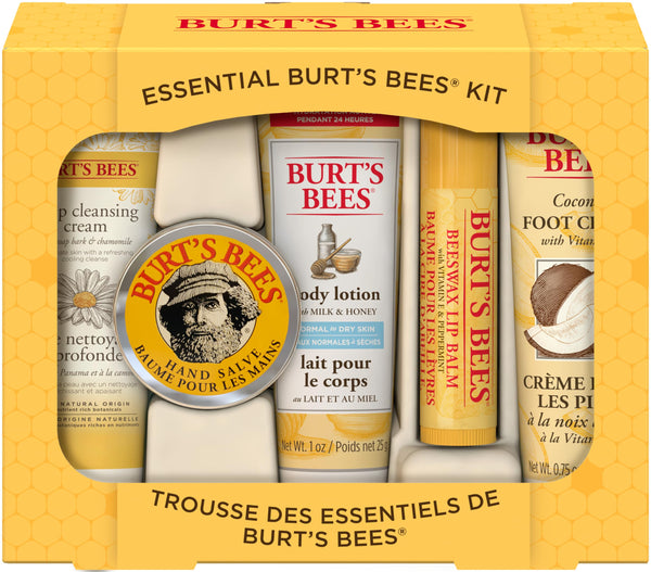 Burt's Bees Essential Gift Set, Lip Balm, Hand Salve, Body Lotion, Foot Cream & Face Cleanser, 5 Travel Size Products - Gift Guide