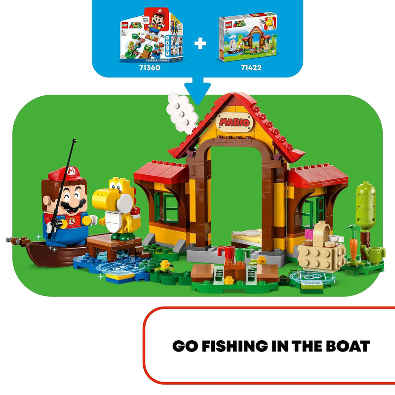 LEGO Super Mario Picnic at Mario's House Expansion Set, Buildable Toy with Yellow Yoshi Figure, Gift Idea for Kids, Boys, Girls Aged 6 Plus, Combine with Starter Course 71422
