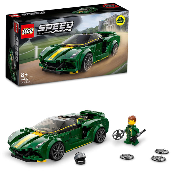 LEGO 76907 Speed Champions Lotus Evija Voiture de Course, Jouet Réduit Avec Minifigure de Pilote de Course, Jouet Pour Enfants