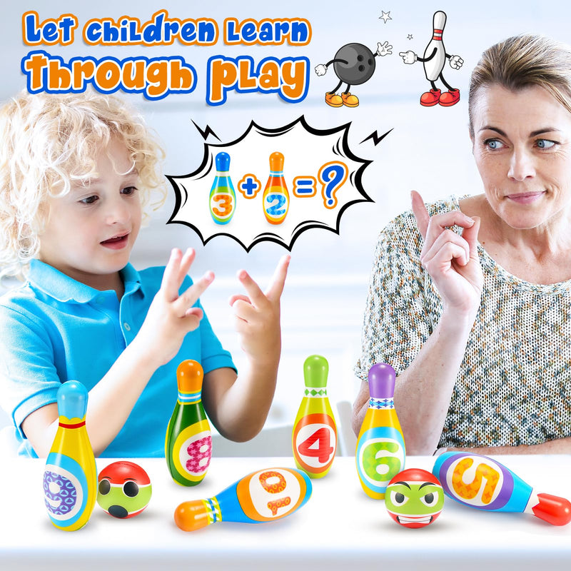 Qukir Bowling Set Kids, Toys for 2 3 4 Year Old Boy Girl Gift for 1-6 Year Olds Boys Toys Age 3-5 Toddler Toys Kids Toys Age 2-6 Outdoor Toy for 1-3 Year Old Learning Toy for 2 Year Old Kid Garden Toy