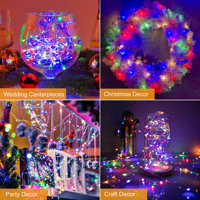btfarm 6 Pack Fairy Lights Battery Operated, 2M 20LED Mini String Lights Waterproof, 3 Modes Silver Wire Small Bottle Light Indoor Outdoor for Jars, Christmas, Wedding, Coloured - Gift Guide
