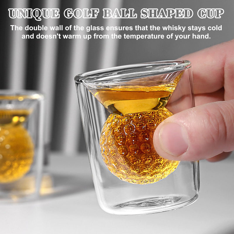 Golf Gifts for Mens Golfers, Whiskey Glasses with Golf Ball Shape Embedded Unique Rum Golf Glass Novelty Wine Glasses Perfect Drinking Accessory and Home Bar Party Game Birthday Golf Gift