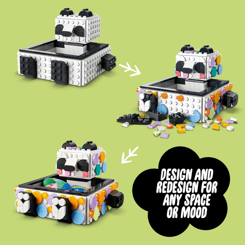 LEGO DOTS Cute Panda Tray 41959 DIY Craft Kit; A Personalised Storage Idea for Arts-And-Crafts Fans; A Creative Toy Activity That Encourages Unique Designs and Is a Fun Gift for Ages 6+ (517 Pieces)