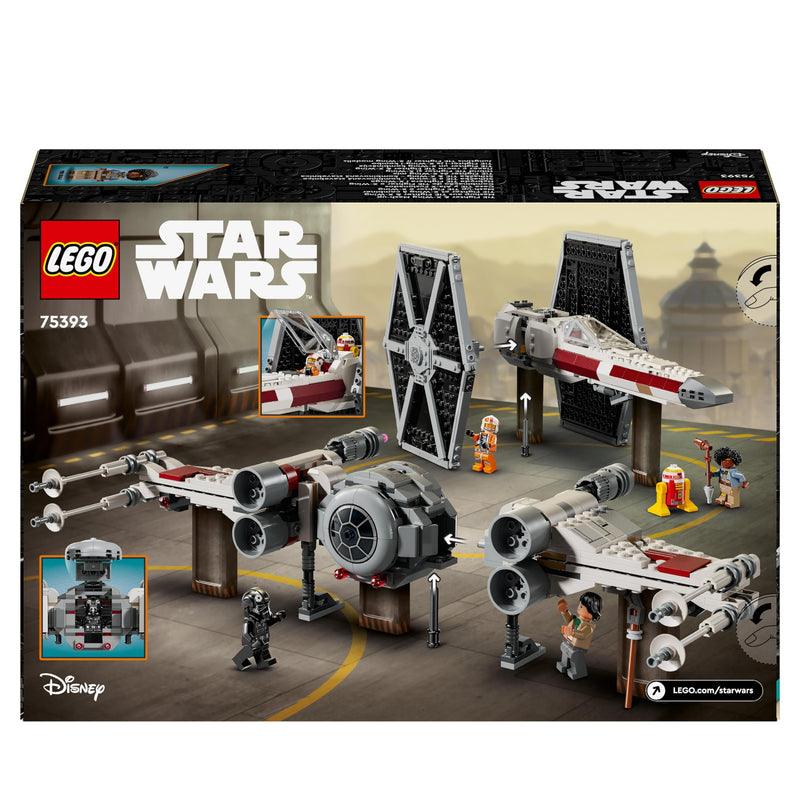 LEGO Star Wars TIE Fighter & X-Wing Mash-up Set, Starfighter Building Toy 9 Plus Year Old for Kids, Vehicles with 4 Minifigures and a Droid Figure, Creative Gift for Boys, Girls and Fans 75393
