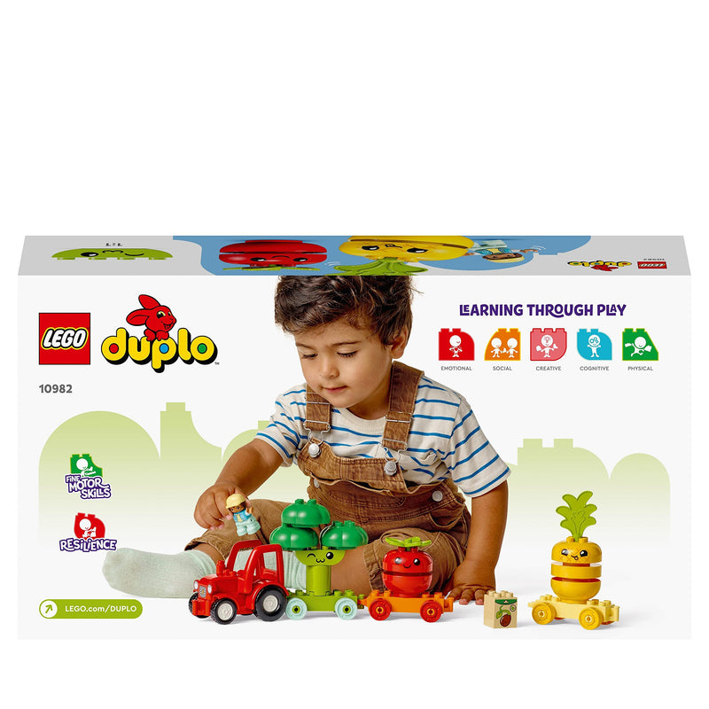 LEGO 10982 DUPLO My First Fruit and Vegetable Tractor Toy, Stacking and Colour Sorting Toys for Babies and Toddlers aged 1 .5-3 Years Old, Educational Early Learning Set