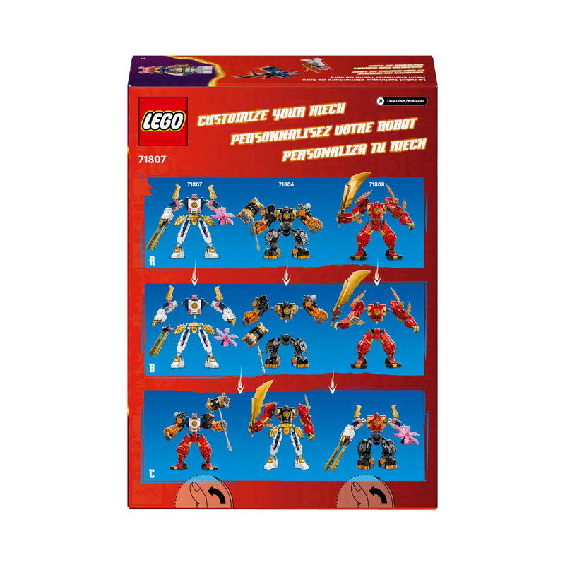 LEGO NINJAGO Sora’s Elemental Tech Mech, Customisable Ninja Action Figure Toy for 7 Plus Year Old Boys and Girls, Set with Katanas & Sora Minifigure for Independent Play, Birthday Gift Idea 71807