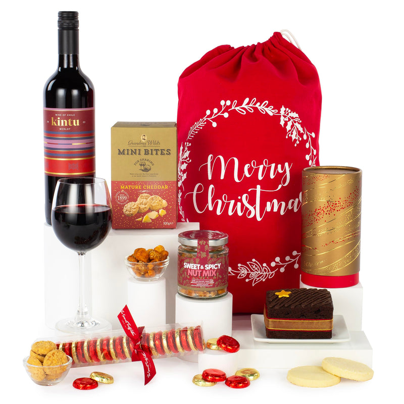 Virginia Hayward Christmas Hamper, Love From Santa - Hampers & Gourmet Gifts Festive Treats Including Shortbread, Chocolate Cake, Cheddar Bites, Merlot and More - Magical Christmas Presents