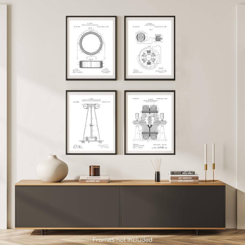 Tesla Patent Wall Art Prints, Nikola Tesla Patent, Industrial Wall Art, Physics Gifts, Vintage Nikola Tesla Poster, Tesla Coil, Engineering Pictures, Patent Prints Tesla, Nikola Tesla Gifts, Geek