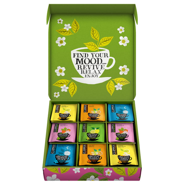 Clipper Tea Organic Herbal & Green Tea Selection Gift Box|Organic, Eco Friendly & Fair Trade| Assorted Individually Wrapped Tea Bags |1 Sampler box with 45 Unbleached Tea Bags - Gift Guide