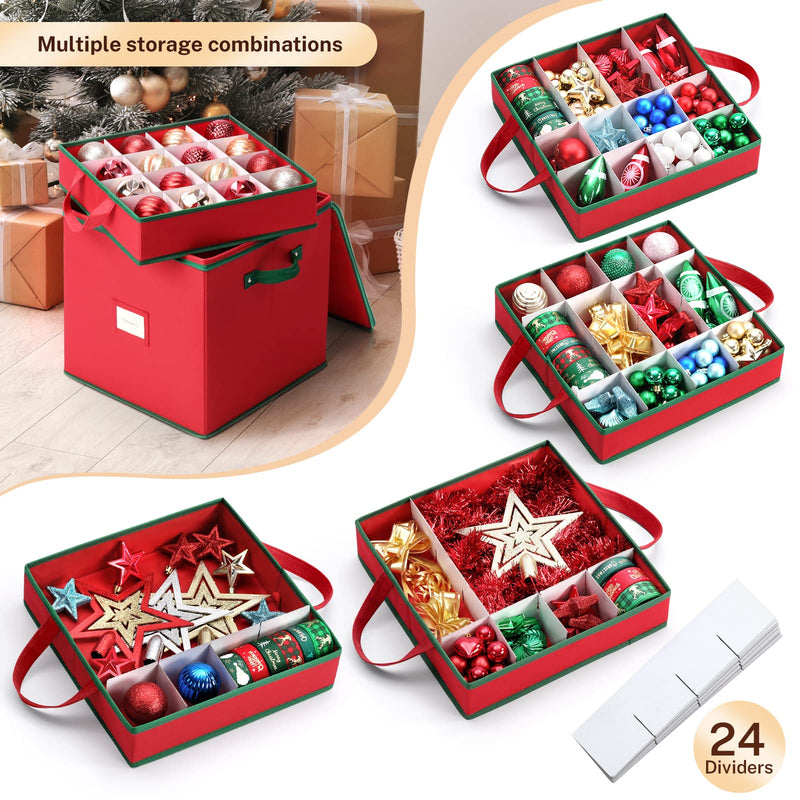 MaidMAX Christmas Bauble Storage Box with Adjustable Dividers, Christmas Tree Bauble Decorations Storage Bag, 4 Tier Organisers Removable with Handles, 64 Bauble Box Storage Bags,12.9 x 12.9 x 13.5'' - Gift Guide