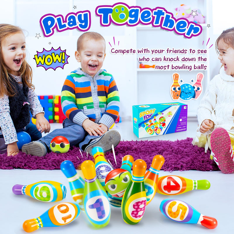 Qukir Bowling Set Kids, Toys for 2 3 4 Year Old Boy Girl Gift for 1-6 Year Olds Boys Toys Age 3-5 Toddler Toys Kids Toys Age 2-6 Outdoor Toy for 1-3 Year Old Learning Toy for 2 Year Old Kid Garden Toy