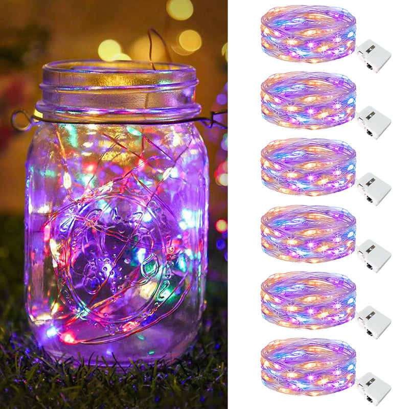 btfarm 6 Pack Fairy Lights Battery Operated, 2M 20LED Mini String Lights Waterproof, 3 Modes Silver Wire Small Bottle Light Indoor Outdoor for Jars, Christmas, Wedding, Coloured - Gift Guide