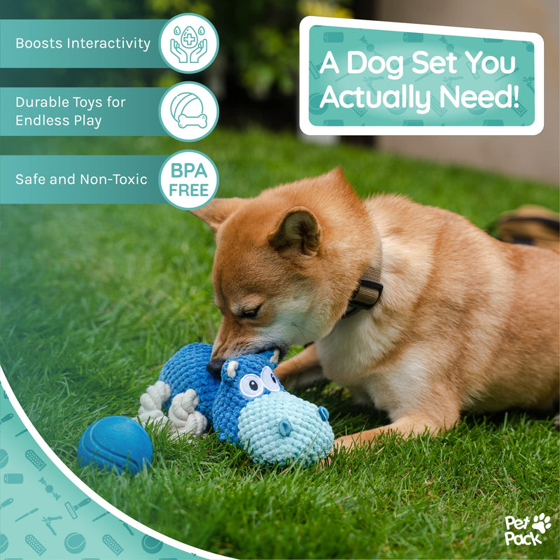 Pet Pack Dog Essentials Set - Puppy Starter Kit for New Owners, Fun Puppy Toys from 8 Weeks Small Dog | Ideal Puppy Essentials and Puppy Grooming Kit | Non-Aggressive chewers - Gift Guide