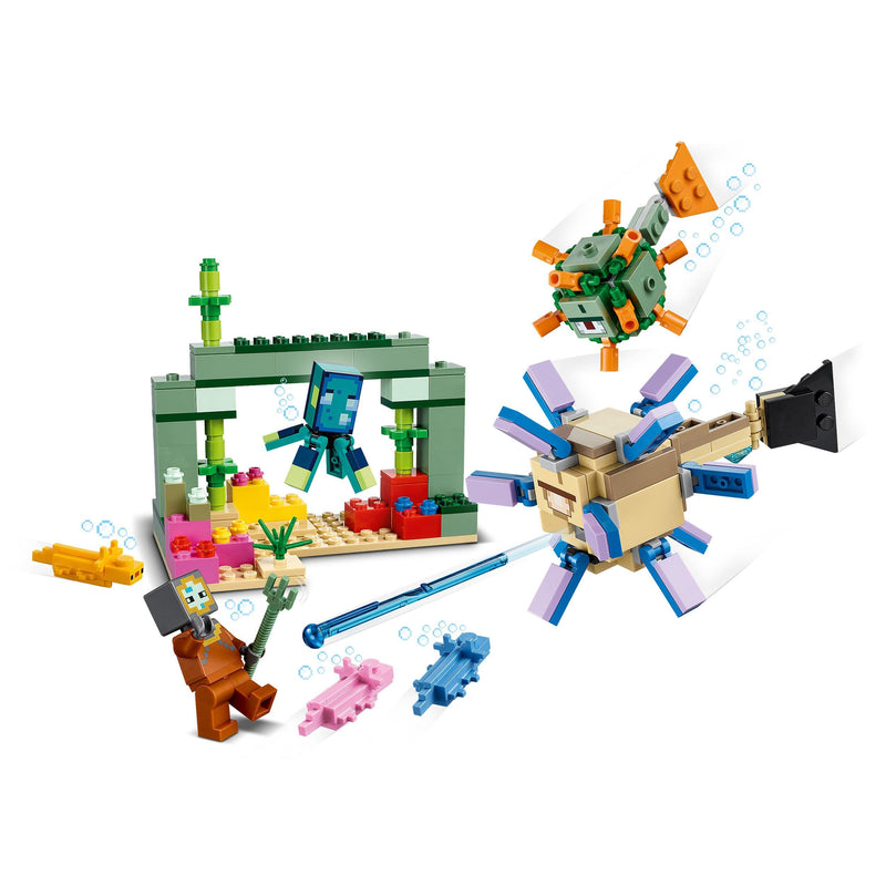 LEGO 21180 Minecraft The Guardian Battle Set, Coral Fish Toy, Gifts for Kids, Boys and Girls Age 8 Plus with Mobs Figures