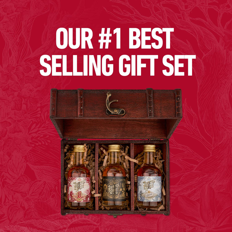 Pirate's Grog Miniatures Gift Set of 3 Rums | Premium Blend | Alcohol Content: Five Year - 37.5%, No.13-40%, Spiced - 37.5% | 3 x 50ml Bottles