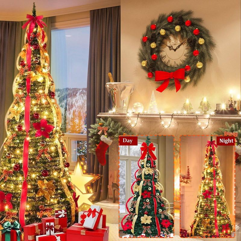 4ft Collapsible Christmas Tree, Fully Decorated Christmas Tree with Lights Collapsible Pop up, Christmas Tree with Ornaments Ribbon and Bow for Christmas Xmas Holiday Party Decorations (Multicolor) - Gift Guide