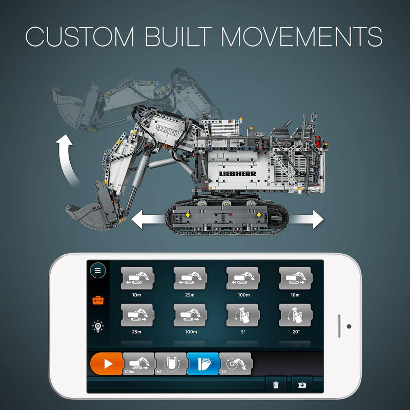 LEGO 42100 Technic Control Liebherr R 9800 RC Excavator, Remote App Controlled Advanced Construction Set, with Interactive Motors