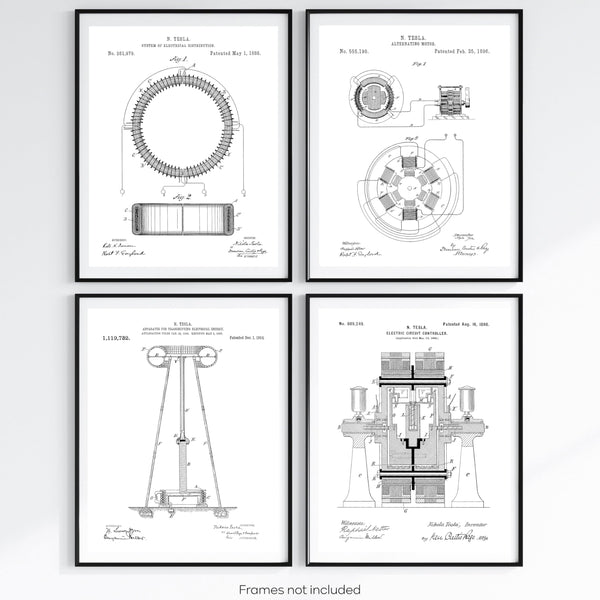 Tesla Patent Wall Art Prints, Nikola Tesla Patent, Industrial Wall Art, Physics Gifts, Vintage Nikola Tesla Poster, Tesla Coil, Engineering Pictures, Patent Prints Tesla, Nikola Tesla Gifts, Geek