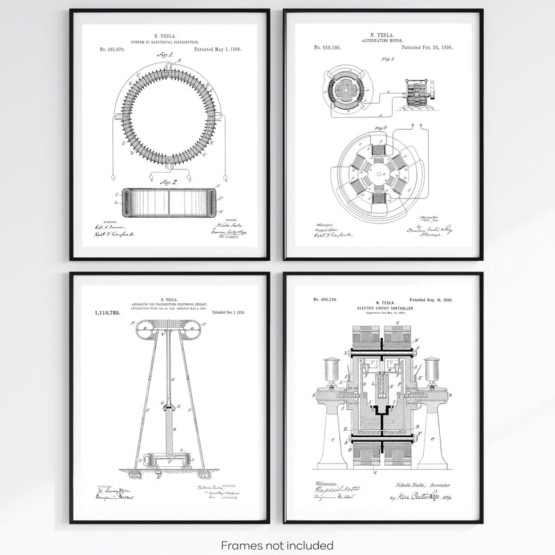 Tesla Patent Wall Art Prints, Nikola Tesla Patent, Industrial Wall Art, Physics Gifts, Vintage Nikola Tesla Poster, Tesla Coil, Engineering Pictures, Patent Prints Tesla, Nikola Tesla Gifts, Geek