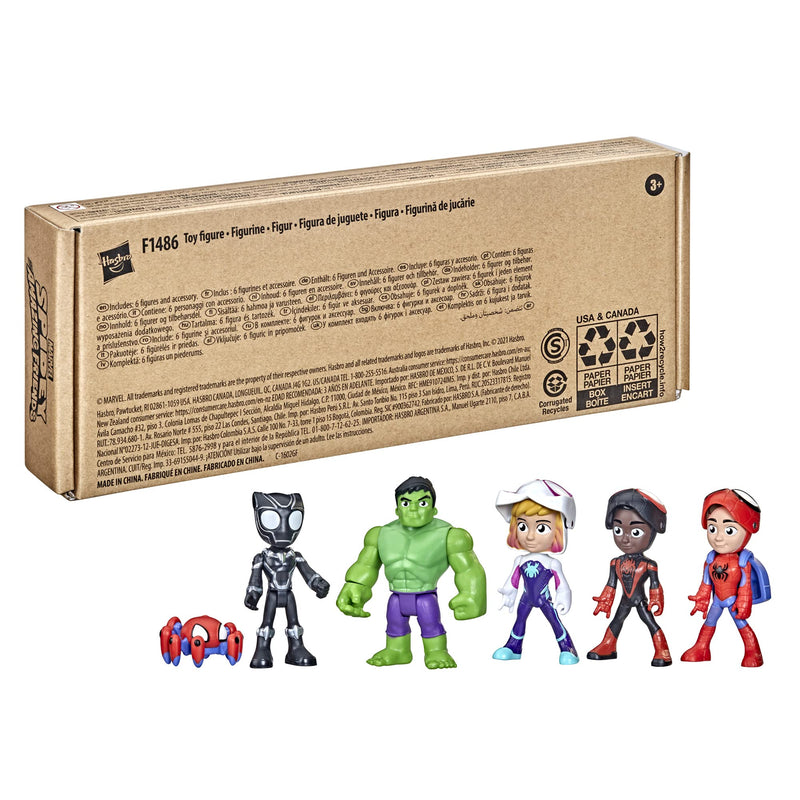 Hasbro Marvel F1486FF2 Marvel Spidey and His Amazing Friends Hero Reveal Multipack with Mask-Flip Feature, 10 cm Action Figure Toys, Kids 3 and Up, Black Amazon Exclusive