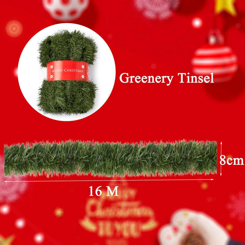 16M Green Christmas Garland Decoration, Xmas Artificial Vine Soft Green Tinsel Pine Holiday Decor for Stair Fireplace Door Christmas Tree Ornaments Indoor Outdoor - Gift Guide