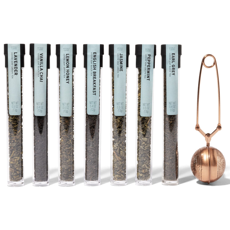 Thoughtfully, Tea Therapy Tea Infusion Gift Set, Includes 7 Uniquely Flavoured Loose Leaf Teas and Tea Infuser, Pack of 7 - Gift Guide