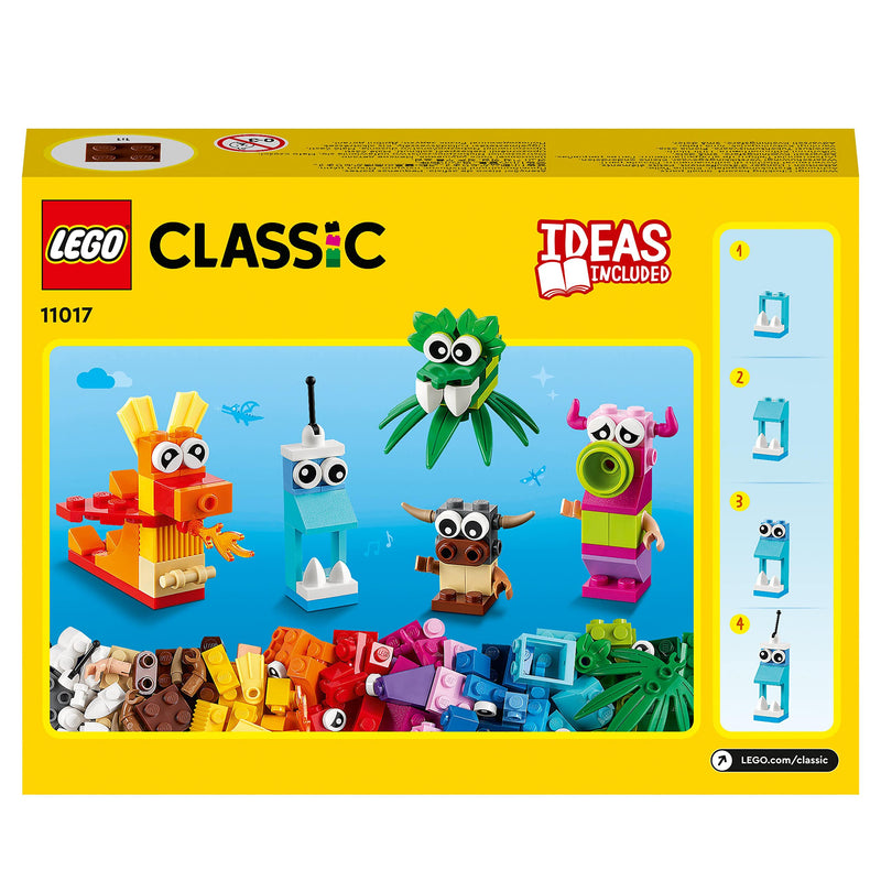 LEGO Classic Creative Monsters, Construction Playset with 5 Mini Build Monster Toys, Bricks Box Building Set, Gifts for Kids 4 Plus Years Old 11017