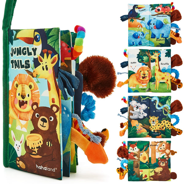 hahaland Baby Book Baby Toys Jungle Tails Sensory Books for Babies Touch and Feel Soft Books, Crinkle Paper Baby Essentials for Newborn Infants Toys, Newborn Gifts for 0 3 6 12 months Boys Girls - Gift Guide