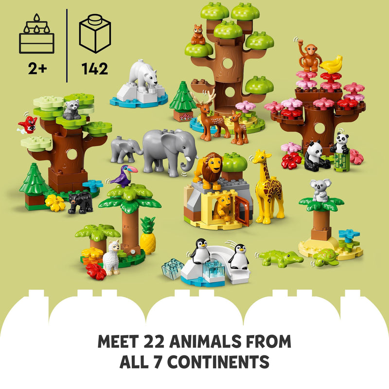 LEGO DUPLO Wild Animals of the World Toy with 22 Animal Figures, Sounds and World Map Playmat, Educational Gifts for Toddlers, Kids, Girls & Boys Aged 2-5 Year Old 10975