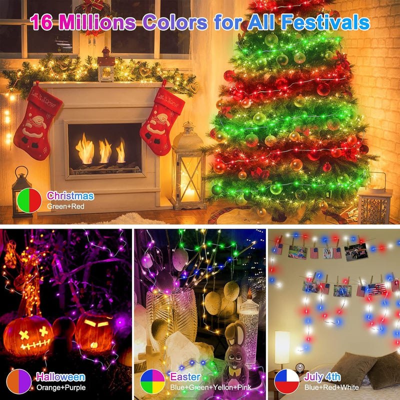 Oreunik Smart App Control Lights,33FT 100LED RGB Fairy Lights for Bedroom,DIY Color&Music Sync String Lights for Bedroom Hanging Fairy Lights,Party,Wedding,Birthday,Christmas Decoration - Gift Guide