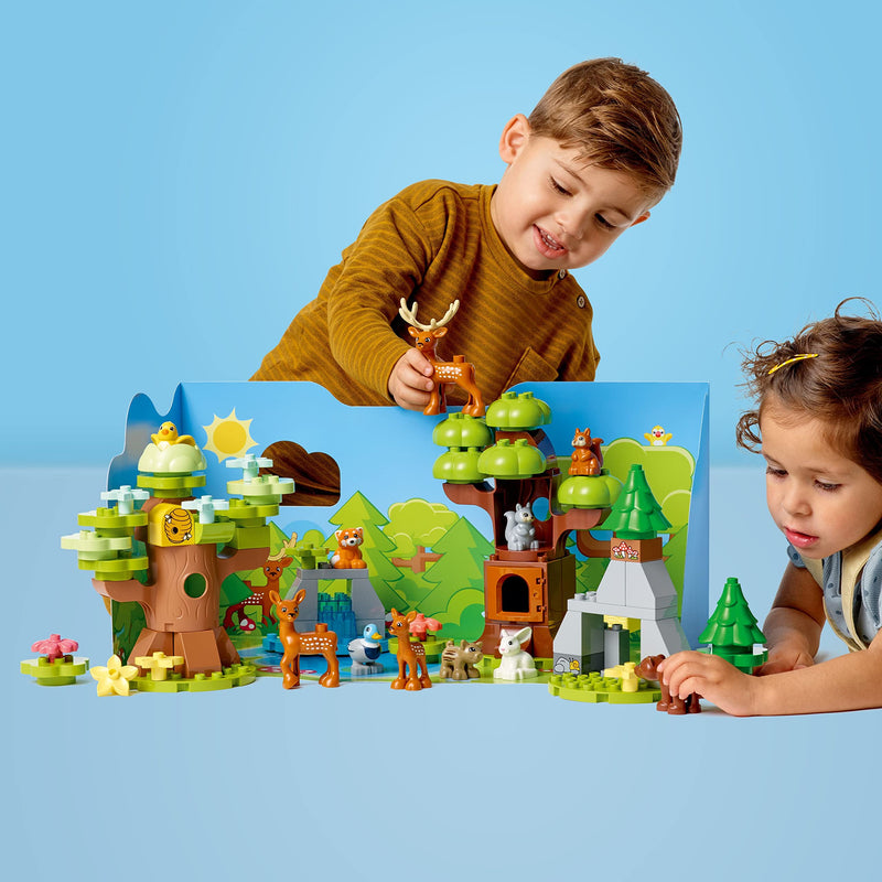 LEGO DUPLO Wild Animals of Europe 10979, Preschool Learning Toys for Toddlers 2 Plus Years Old with Deer, Bear, Fox Forest Animal Figures
