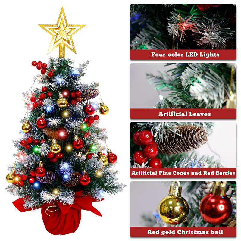 Fayavoo 60cm Mini Christmas Tree Artificial Tabletop Christmas Tree with Lights Christmas Baubles Ball Ornaments, Potted Small Xmas Tree with Christmas Tree Star for Christmas Decorations - Gift Guide