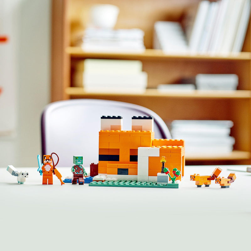 LEGO 21178 Minecraft The Fox Lodge House, Animal Toys, Birthday Gifts for Kids, Boys and Girls age 8 plus Years Old, with Drowned Zombie Figure