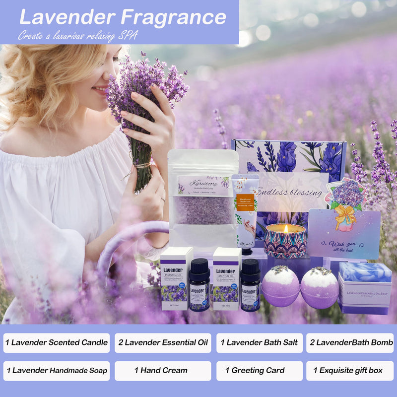 Bath Set Pamper Gifts For Women, Birthday Gifts For Her, Lavender Skin Care Gifts Ideas For Mum, Best Friend, Sister, Relaxation SPA Ladies Self Care Hampers, Female Anniversary Birthday Presents - Gift Guide