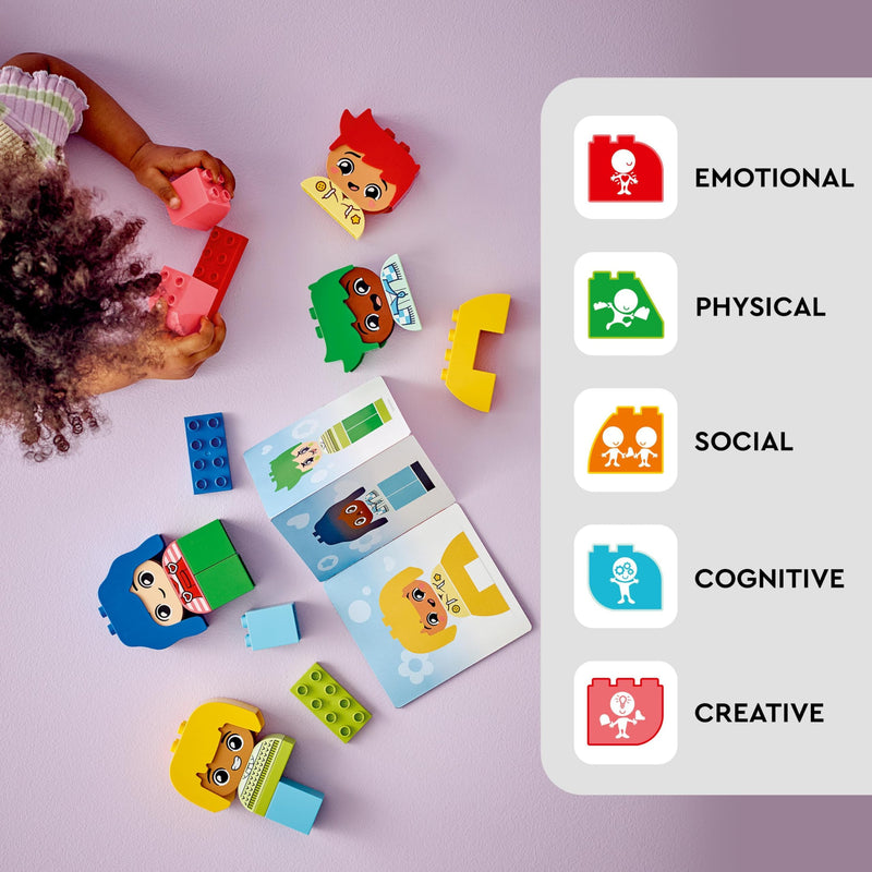 LEGO DUPLO My First Big Feelings & Emotions, Customisable Early Development Activity Learning Toys with 23 Coloured Building Bricks and 4 Characters for Toddlers & Kids Aged 18 Months Old Plus 10415