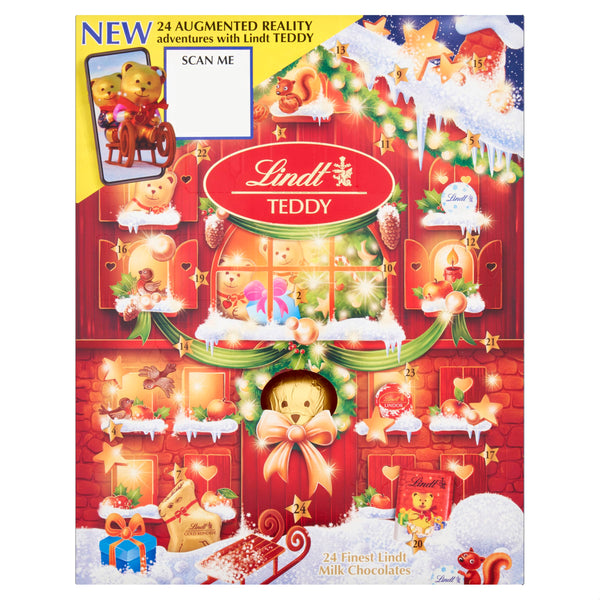 Lindt Teddy Milk Chocolate Christmas Augmented Reality Advent Calendar 2024 | Large 250 g | A Selection of 24 Finest Lindt Milk Chocolate Bear and Friends Advent House for Him and Her - Gift Guide