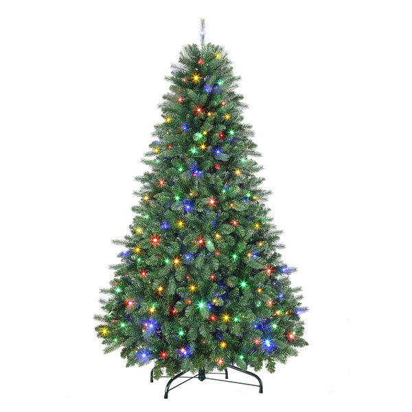 SHareconn 6FT Pre-Lit Artificial Christmas Tree with 330 Warm White & Multicolor LED Lights, 8 Light Modes, Xmas Tree with 1018 PE & PVC Branch Tips, Metal Stand, Easy Assembly and Foldable - Gift Guide