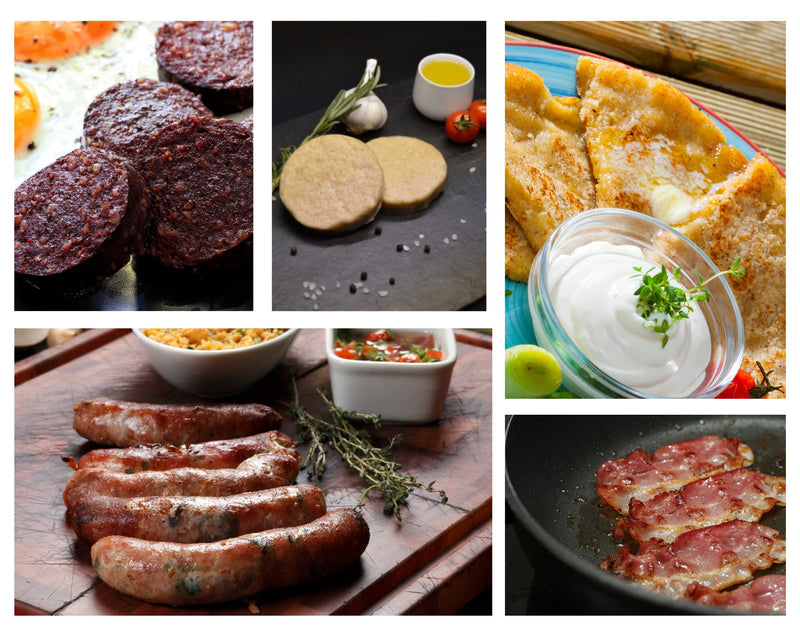Reilly & Sons Ultimate Taste of Scotland Breakfast Box - Contains World Famous Charles MacLeod Stornoway Black Pudding, Low Fat Pork Links, Beef Steak Links, Haggis, Smoked Bacon - Gift Guide