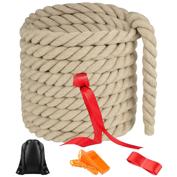 NEBURORA 20FT Tug of War Rope for Kids and Adults Outdoor Games Field Day Family Reunion Summer Outside Yard Backyard Lawn Camping Picnic Carnival Party Games Khaki