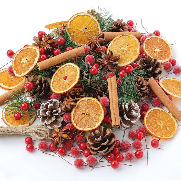 Christmas Wreath Making Supplies, 200 Pine Cones Pine Branches Set, Dried Orange Slices and Cinnamon Sticks, Star Anise, Pinecone Berries Garland Making kit for Xmas Tree Decor Fall Winter Crafts - Gift Guide