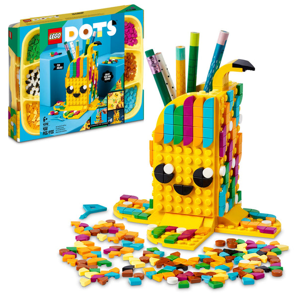 LEGO DOTS Cute Banana – Pen Holder 41948 DIY Craft Kit; Customizable Room Decor Piece That Kids can Decorate with Bright, Colorful Tiles; Tasty Fruit-Themed Playset for Fans Aged 6+ (438 Pieces)