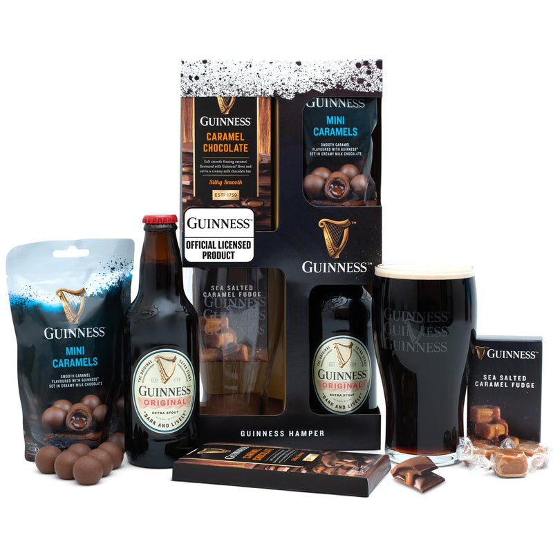 Guinness Gifts for Men, Beer Gift Set - Official Guinness 500ml and Pint Glass, Chocolate & Fudge Hampers & Gourmet Gifts - Alcohol Gift Sets for Men, Gifts for Him, Dad Birthday Gifts, Christmas - Gift Guide