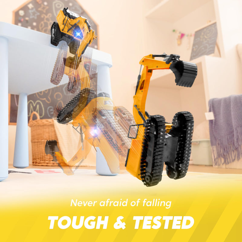 JOYIN Remote Control Excavator RC Digger Tractor Toys for Boys, 2.4Ghz RC Excavator Toy with Light, Construction Vehicles Toys Car for Boys 3 4 5 6 7 8-12 Year Old Kids, Birthday Gift Boy Age 3 4 5 6 - Gift Guide
