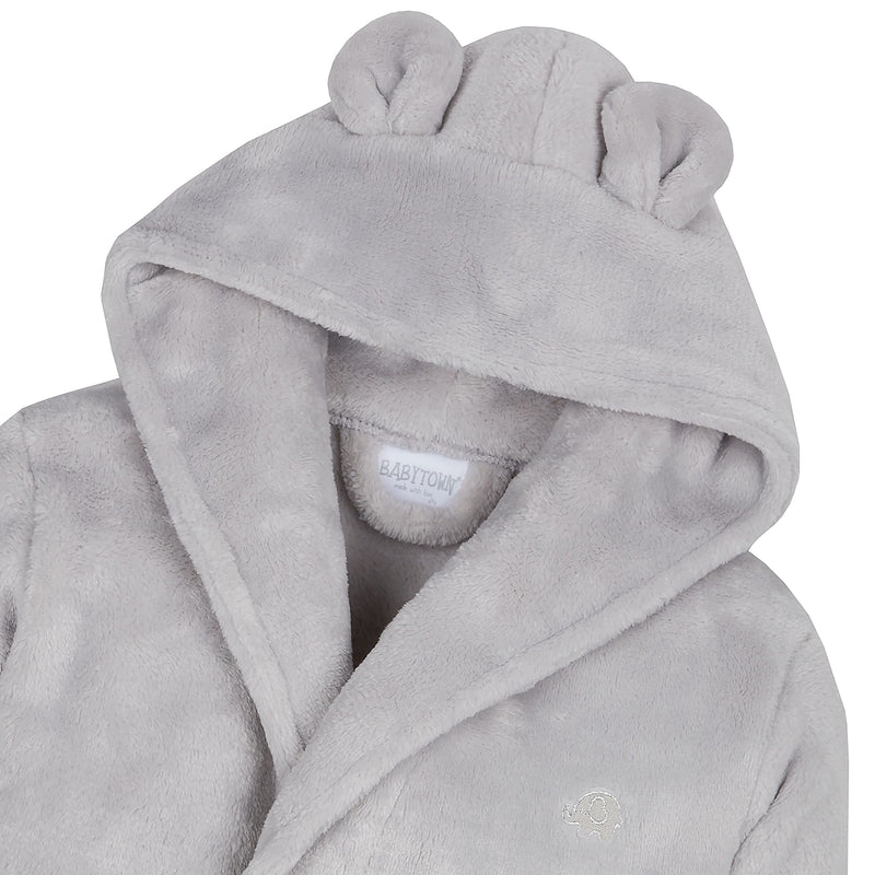 Gembroidery Personalised Baby Bathrobe Hooded Fleece Dressing Gown Super Soft Gifts Bath Robe For Boys Girls Cute Teddy Ears (0-6 Grey) - Gift Guide