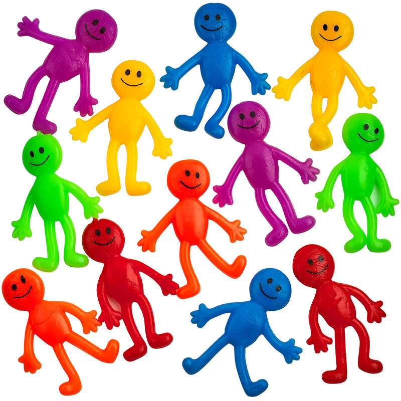 Stretchy Sticky Men (36 Pack) Assorted Fun Colours, A Sticky, Stretchable, Slimy, Gooey Texture, Toy for Stress Anxiety Relief, Great Party Favours, Stocking Fillers - Gift Guide